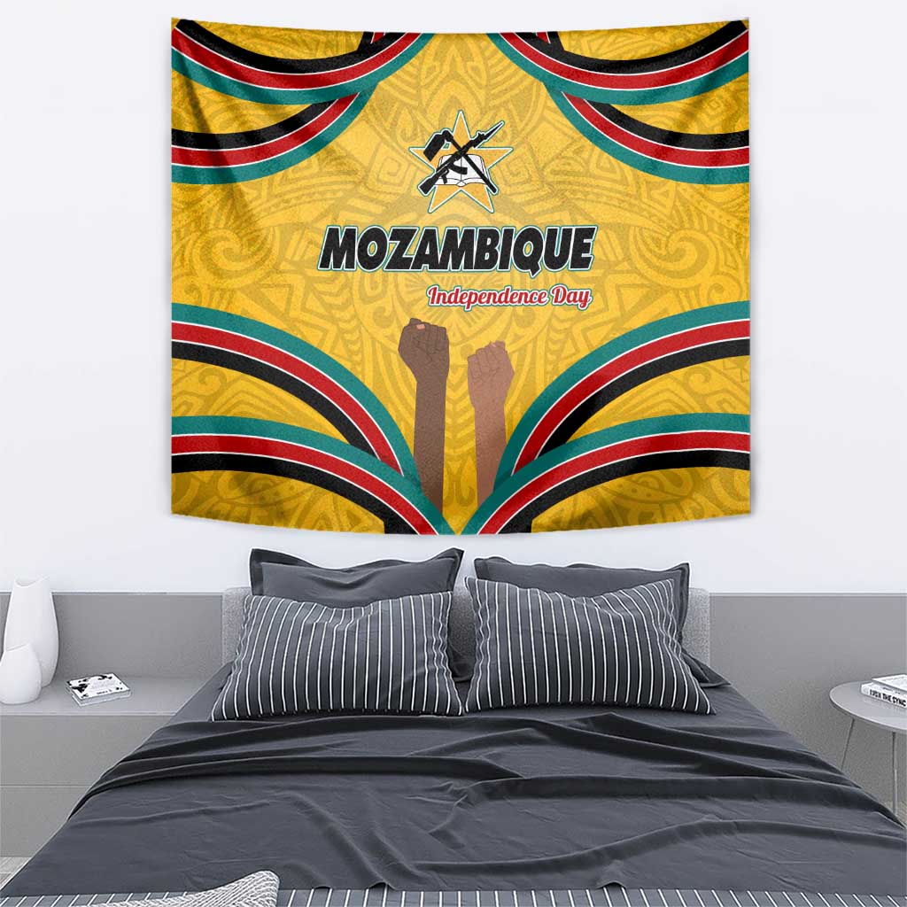 Mozambique Tapestry with Yellow Red Green Swirl Design and Independence Day - Wonder Print Shop