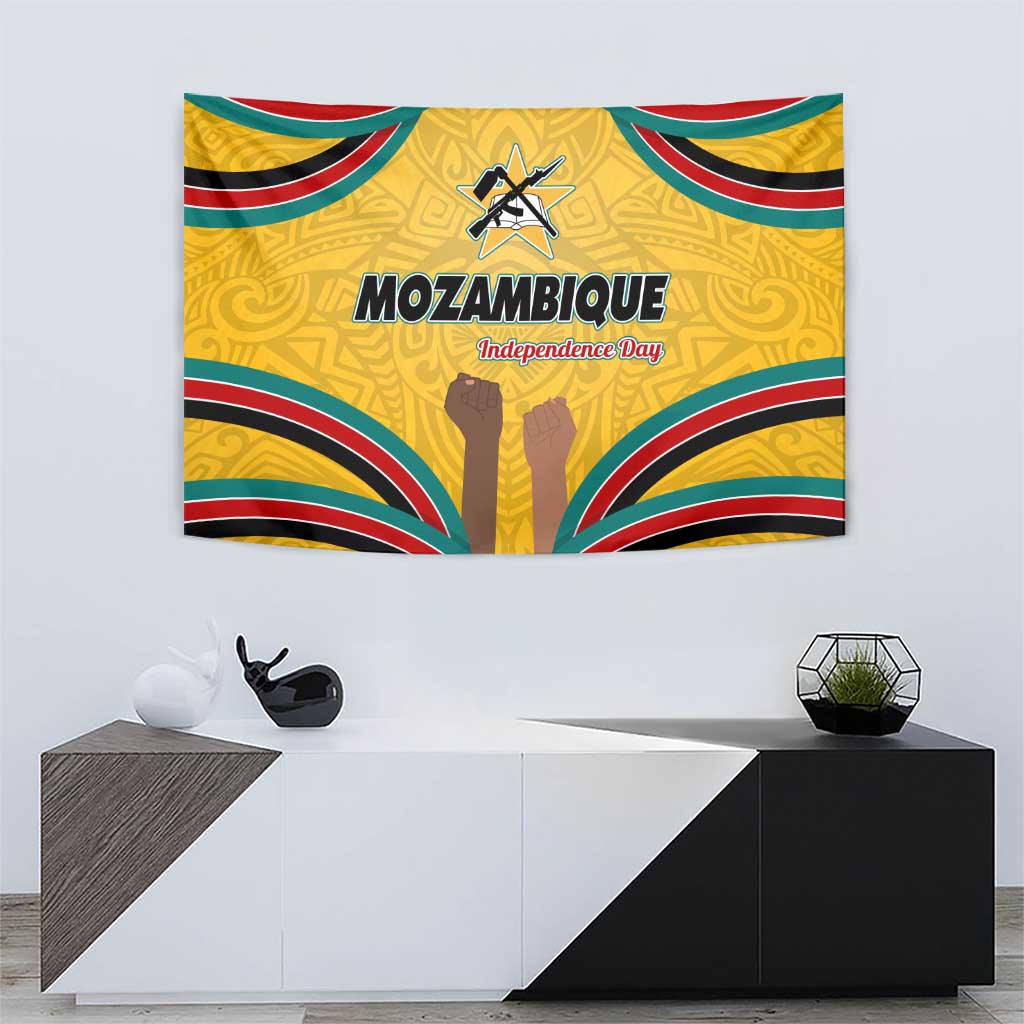 Mozambique Tapestry with Yellow Red Green Swirl Design and Independence Day - Wonder Print Shop