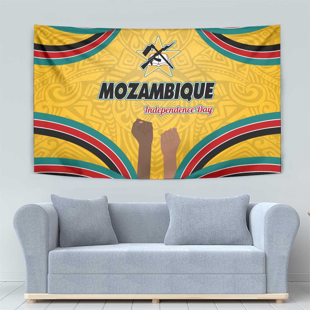 Mozambique Tapestry with Yellow Red Green Swirl Design and Independence Day - Wonder Print Shop