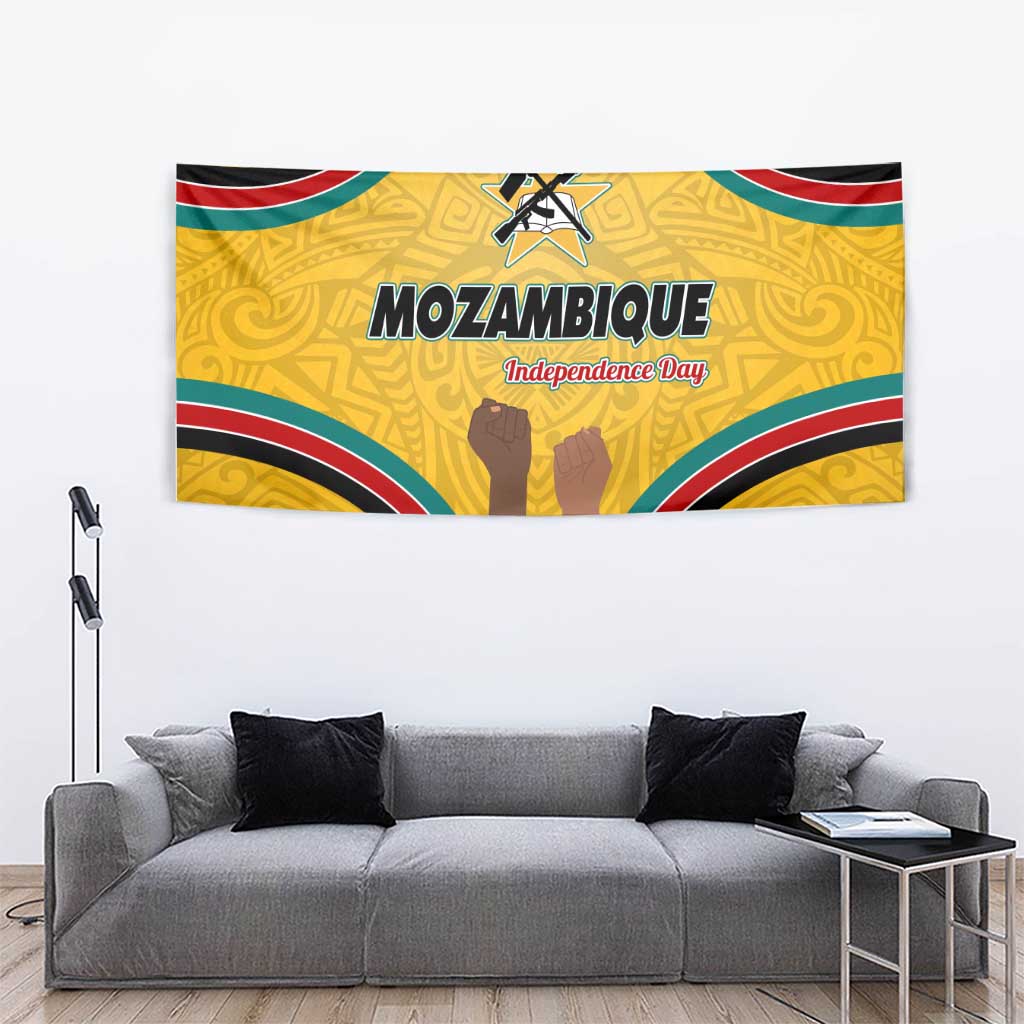 Mozambique Tapestry with Yellow Red Green Swirl Design and Independence Day - Wonder Print Shop