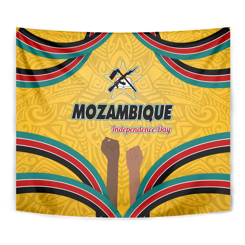 Mozambique Tapestry with Yellow Red Green Swirl Design and Independence Day - Wonder Print Shop