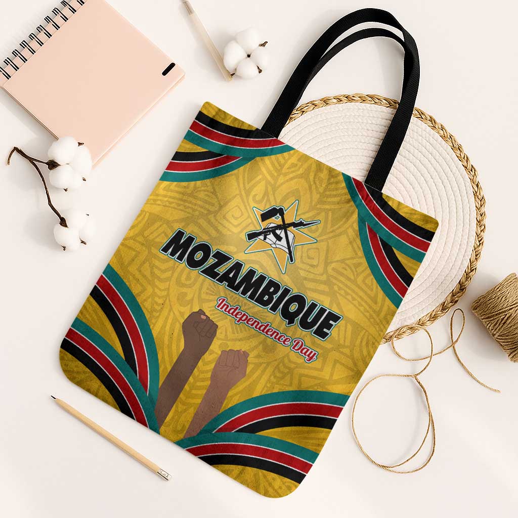 Mozambique Tote Bag with Yellow Red Green Swirl Design and Independence Day - Wonder Print Shop