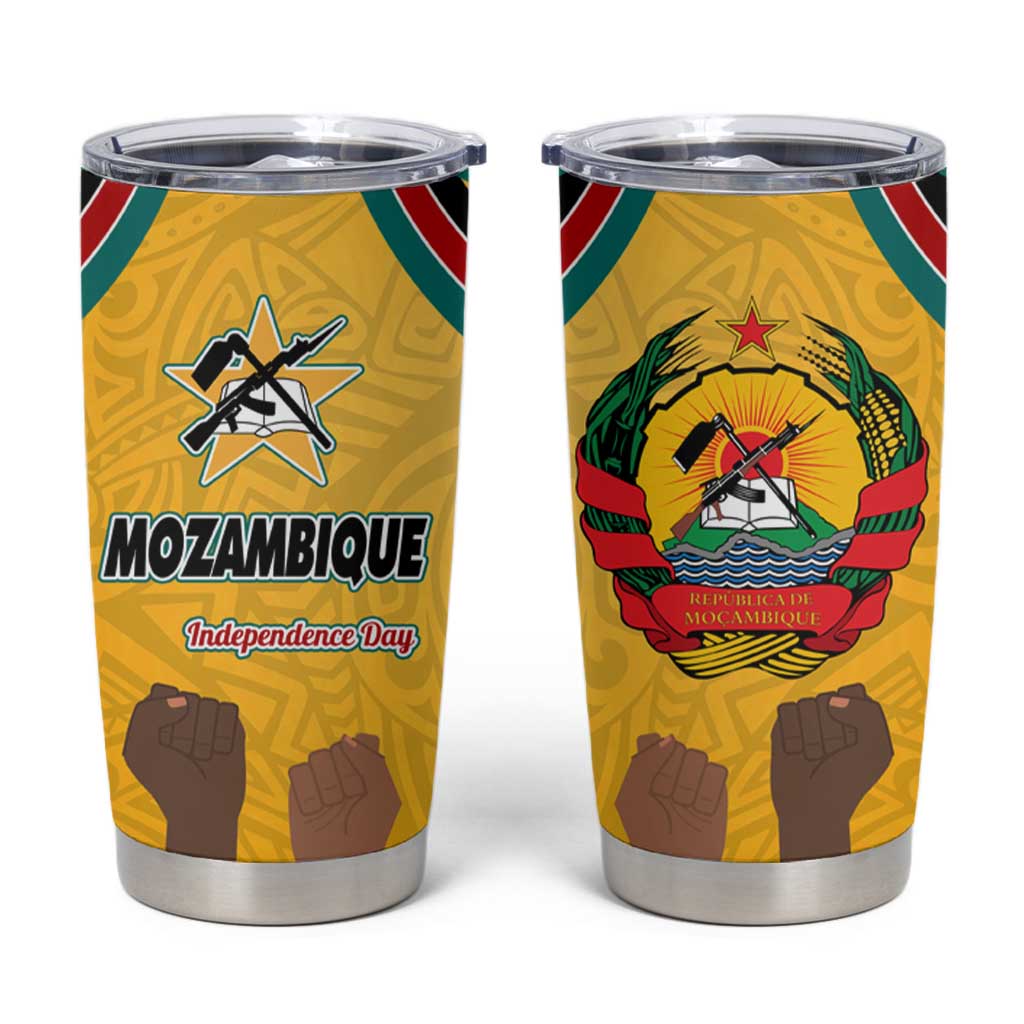 Mozambique Tumbler Cup with Yellow Red Green Swirl Design and Independence Day - Wonder Print Shop