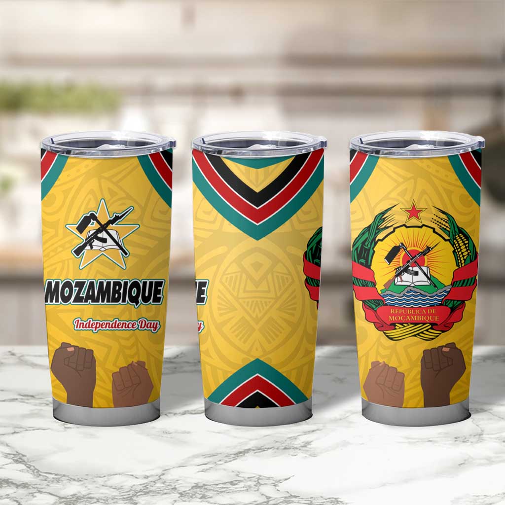 Mozambique Tumbler Cup with Yellow Red Green Swirl Design and Independence Day - Wonder Print Shop
