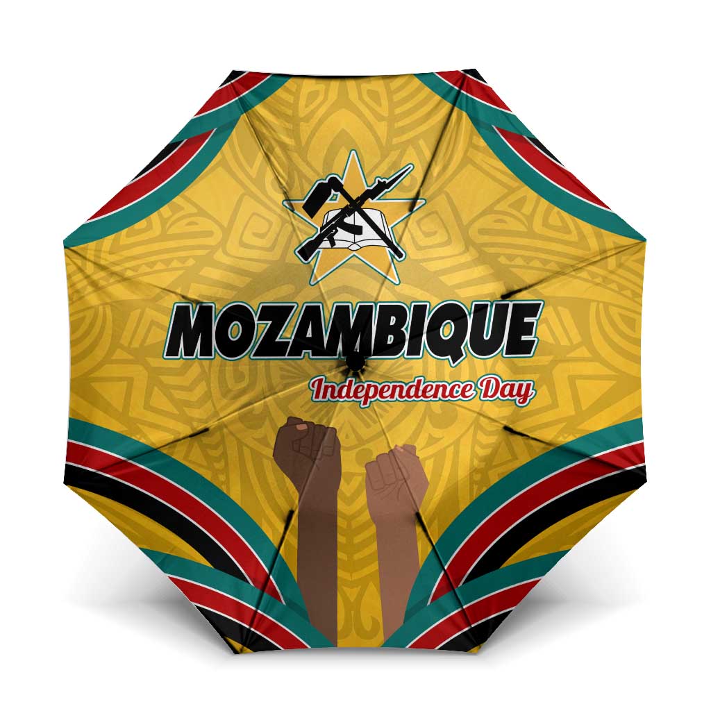 Mozambique Umbrella with Yellow Red Green Swirl Design and Independence Day - Wonder Print Shop