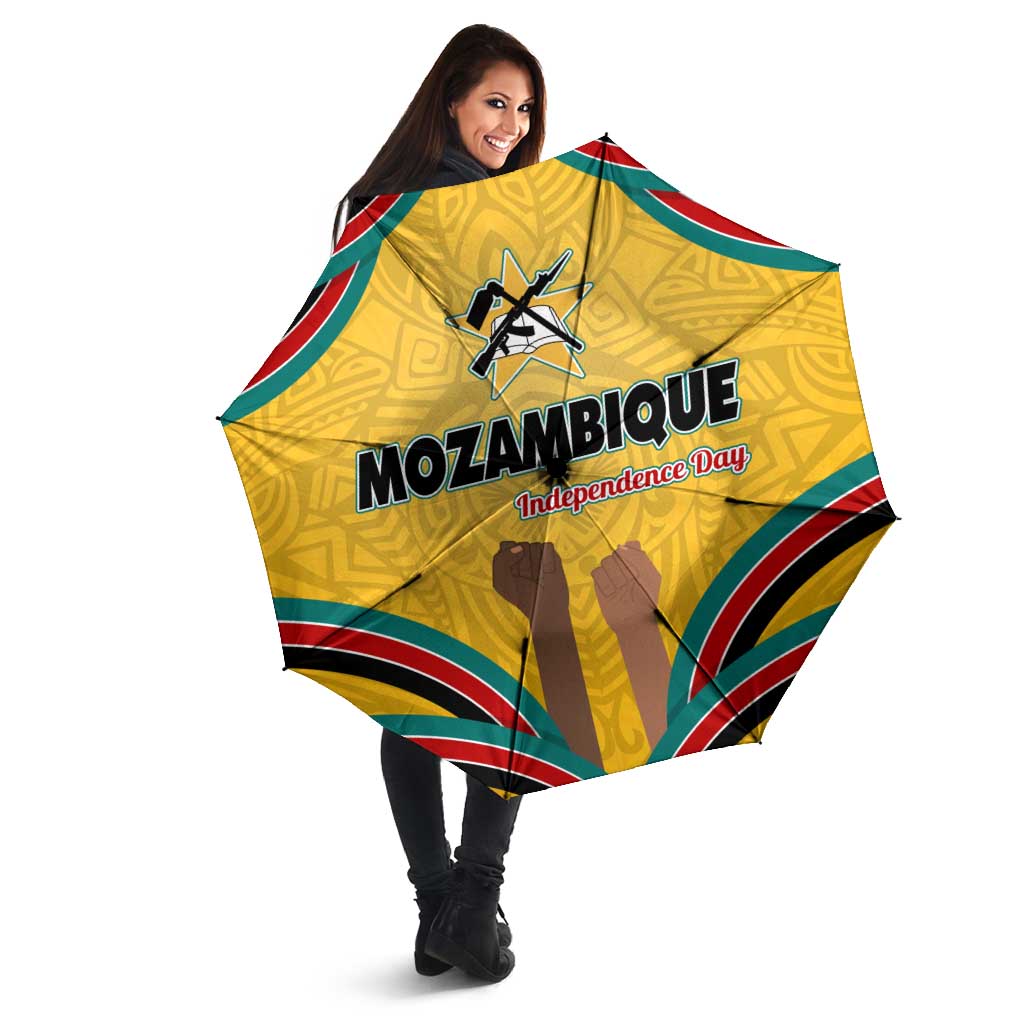 Mozambique Umbrella with Yellow Red Green Swirl Design and Independence Day - Wonder Print Shop