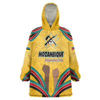 Mozambique Wearable Blanket Hoodie with Yellow Red Green Swirl Design and Independence Day - Wonder Print Shop