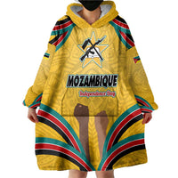 Mozambique Wearable Blanket Hoodie with Yellow Red Green Swirl Design and Independence Day - Wonder Print Shop