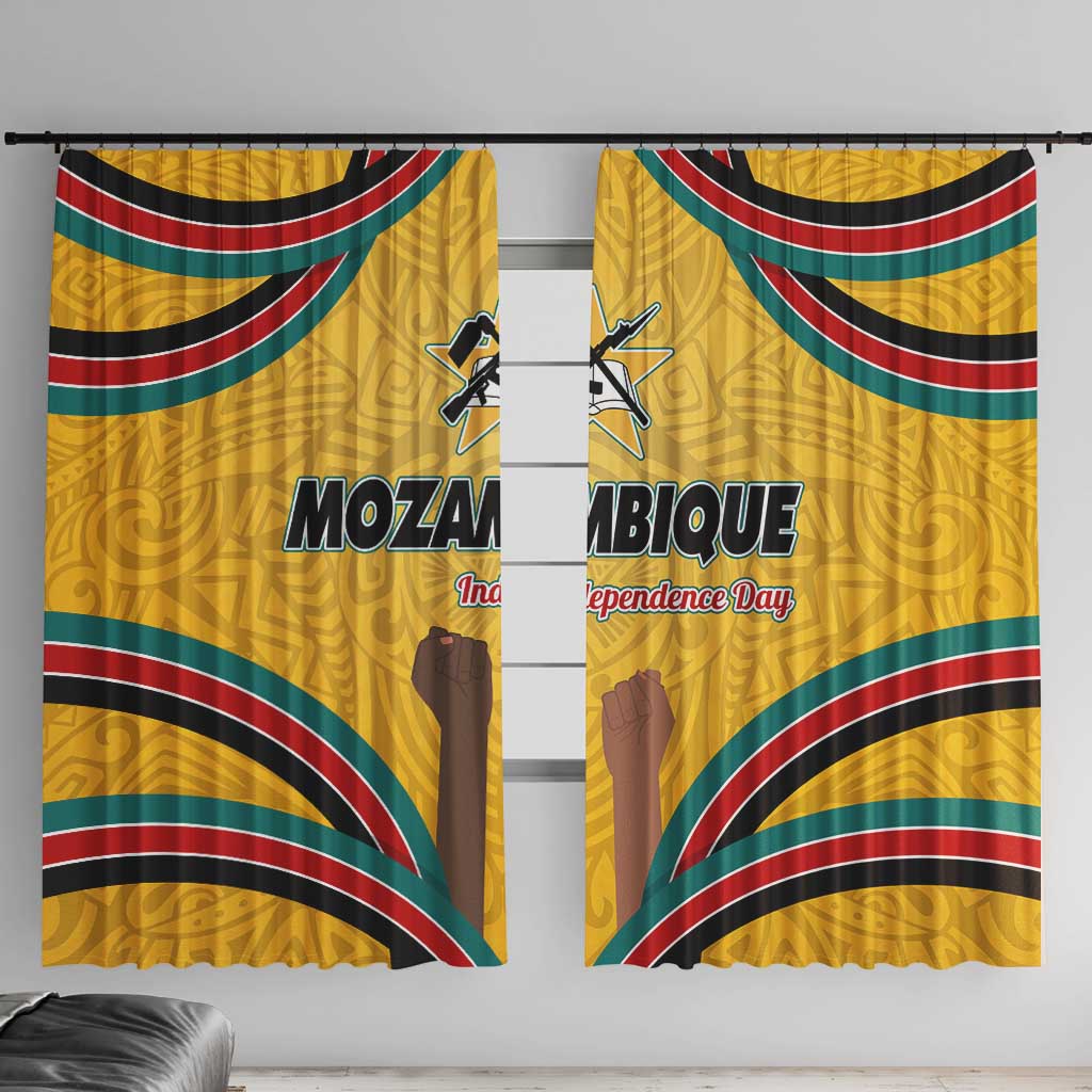 Mozambique Window Curtain with Yellow Red Green Swirl Design and Independence Day - Wonder Print Shop