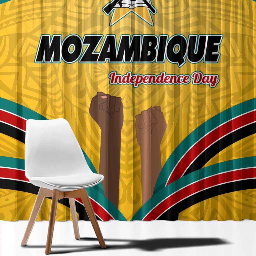 Mozambique Window Curtain with Yellow Red Green Swirl Design and Independence Day - Wonder Print Shop