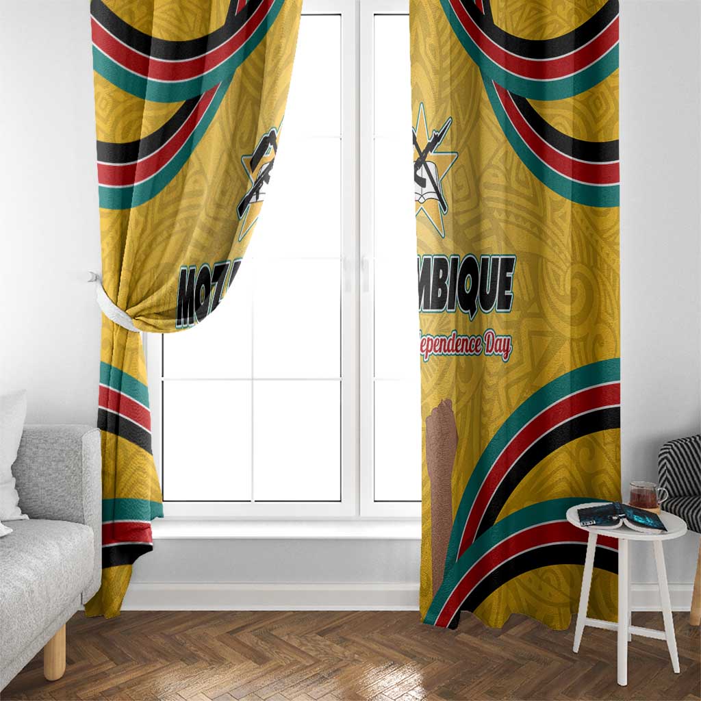 Mozambique Window Curtain with Yellow Red Green Swirl Design and Independence Day - Wonder Print Shop