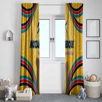 Mozambique Window Curtain with Yellow Red Green Swirl Design and Independence Day - Wonder Print Shop
