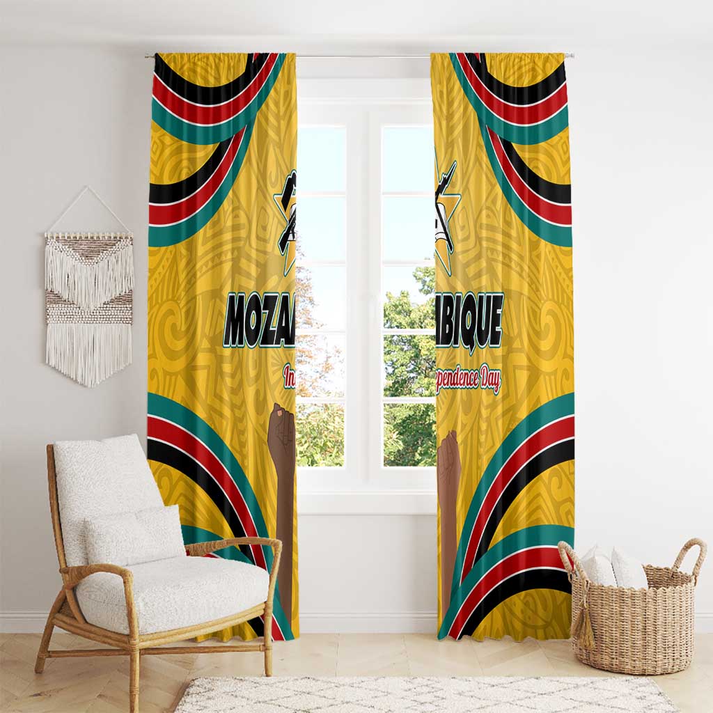 Mozambique Window Curtain with Yellow Red Green Swirl Design and Independence Day - Wonder Print Shop