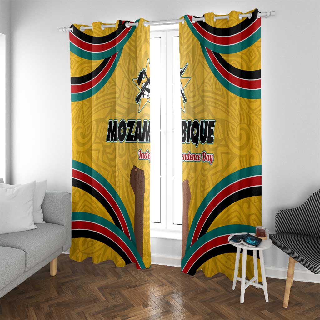 Mozambique Window Curtain with Yellow Red Green Swirl Design and Independence Day - Wonder Print Shop