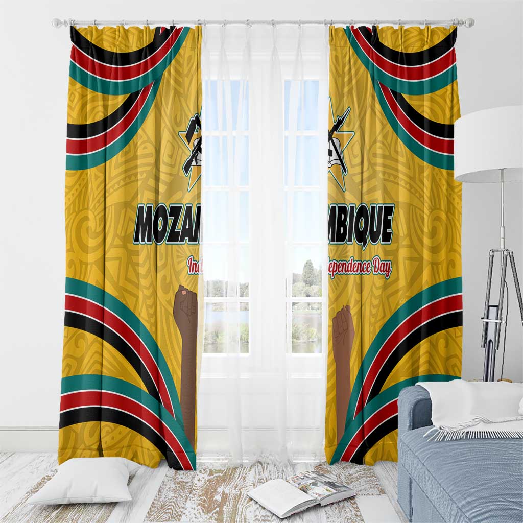 Mozambique Window Curtain with Yellow Red Green Swirl Design and Independence Day - Wonder Print Shop