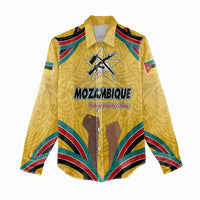 Mozambique Women Casual Shirt with Yellow Red Green Swirl Design and Independence Day - Wonder Print Shop