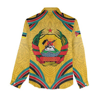 Mozambique Women Casual Shirt with Yellow Red Green Swirl Design and Independence Day - Wonder Print Shop