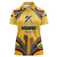 Mozambique Women Polo Shirt with Yellow Red Green Swirl Design and Independence Day - Wonder Print Shop