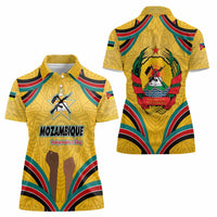 Mozambique Women Polo Shirt with Yellow Red Green Swirl Design and Independence Day - Wonder Print Shop