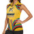 Mozambique Women Sleeveless Polo Shirt with Yellow Red Green Swirl Design and Independence Day - Wonder Print Shop