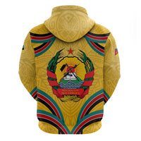 Mozambique Zip Hoodie with Yellow Red Green Swirl Design and Independence Day - Wonder Print Shop