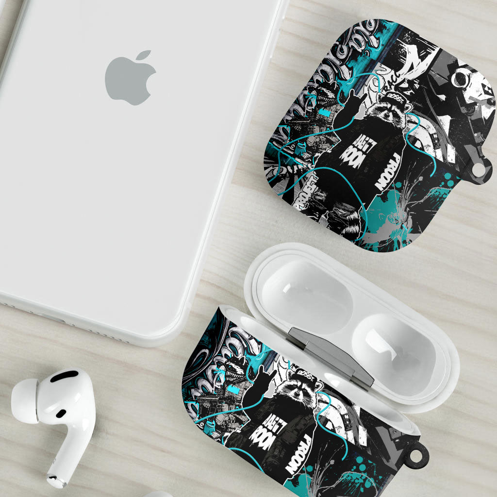Urban Rebel Raccoon AirPods Case Grunge Graffiti Street Art Abstract Collage Pop Culture