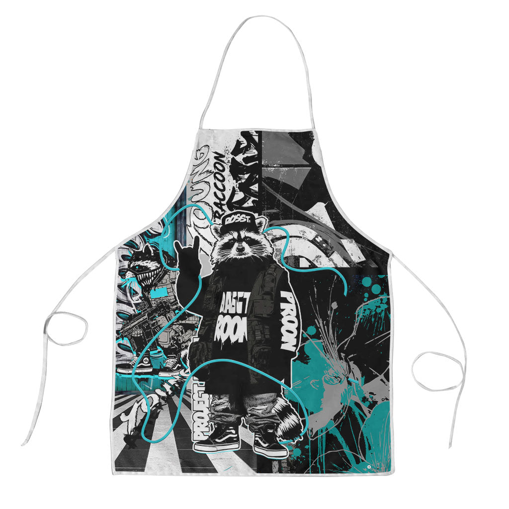 Urban Rebel Raccoon Apron Grunge Graffiti Street Art Abstract Collage Pop Culture