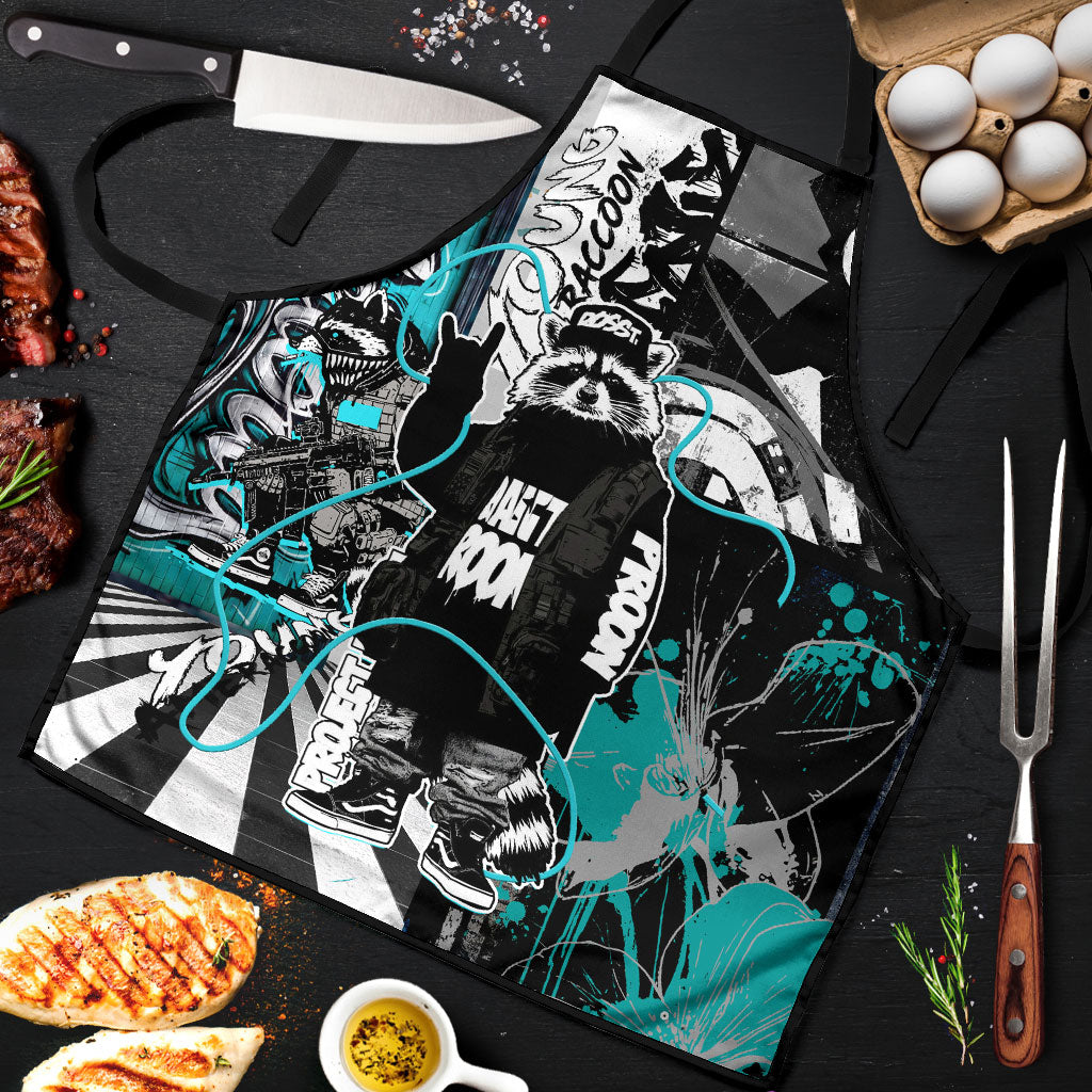 Urban Rebel Raccoon Apron Grunge Graffiti Street Art Abstract Collage Pop Culture