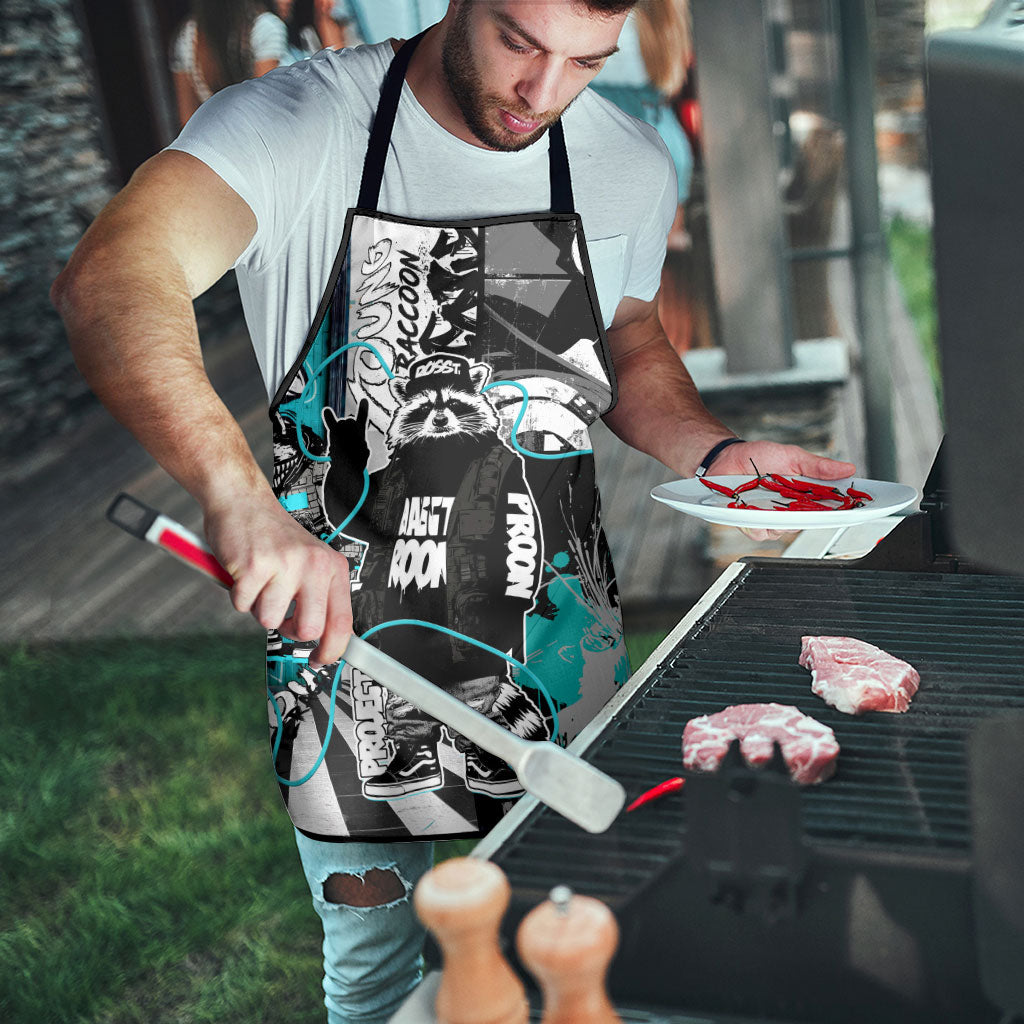 Urban Rebel Raccoon Apron Grunge Graffiti Street Art Abstract Collage Pop Culture