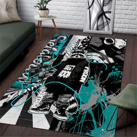 Urban Rebel Raccoon Area Rug Grunge Graffiti Street Art Abstract Collage Pop Culture