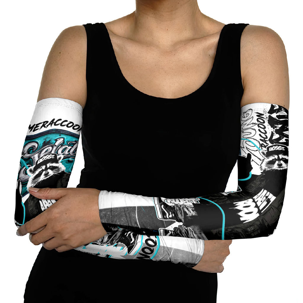 Urban Rebel Raccoon Arm Sleeves Grunge Graffiti Street Art Abstract Collage Pop Culture