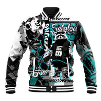 Urban Rebel Raccoon Baseball Jacket Grunge Graffiti Street Art Abstract Collage Pop Culture