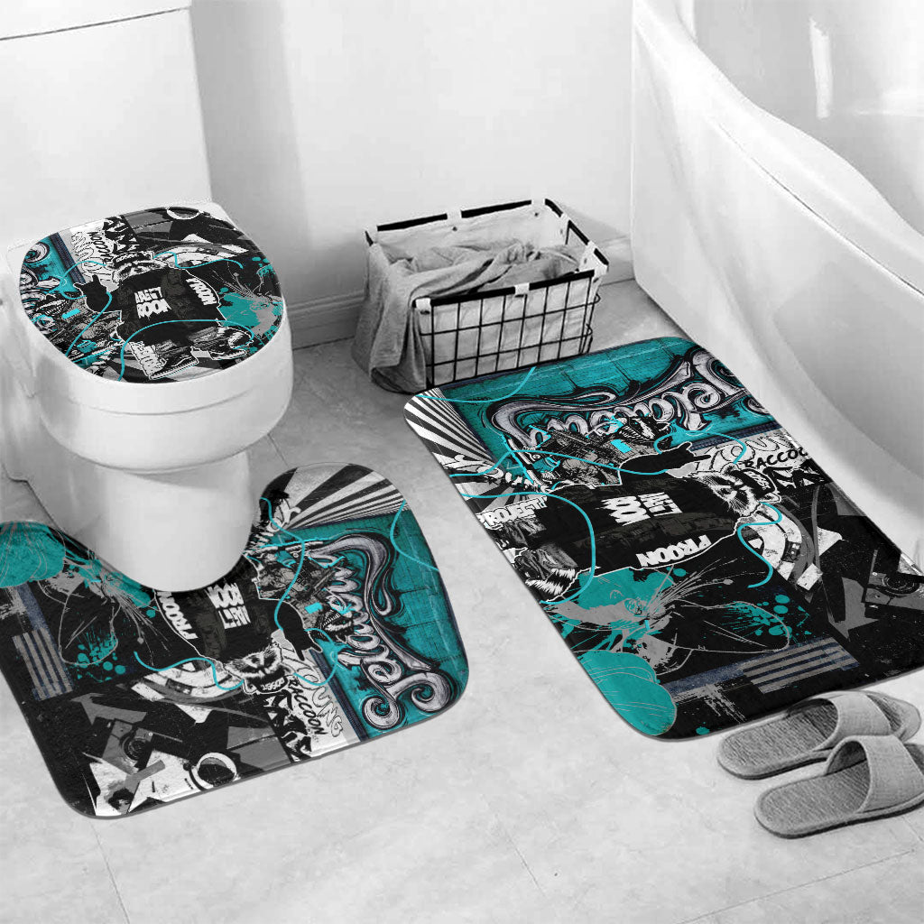 Urban Rebel Raccoon Bathroom Set Grunge Graffiti Street Art Abstract Collage Pop Culture