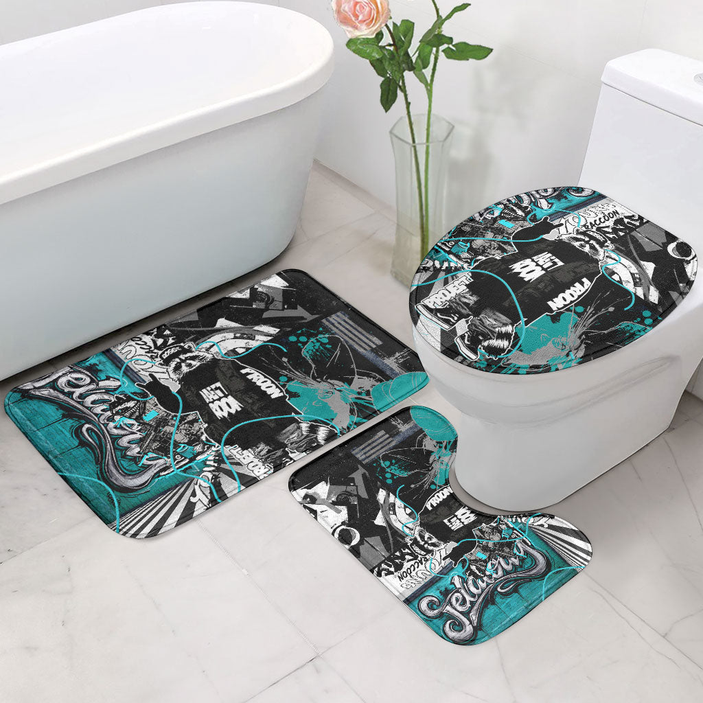 Urban Rebel Raccoon Bathroom Set Grunge Graffiti Street Art Abstract Collage Pop Culture