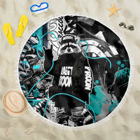 Urban Rebel Raccoon Beach Blanket Grunge Graffiti Street Art Abstract Collage Pop Culture