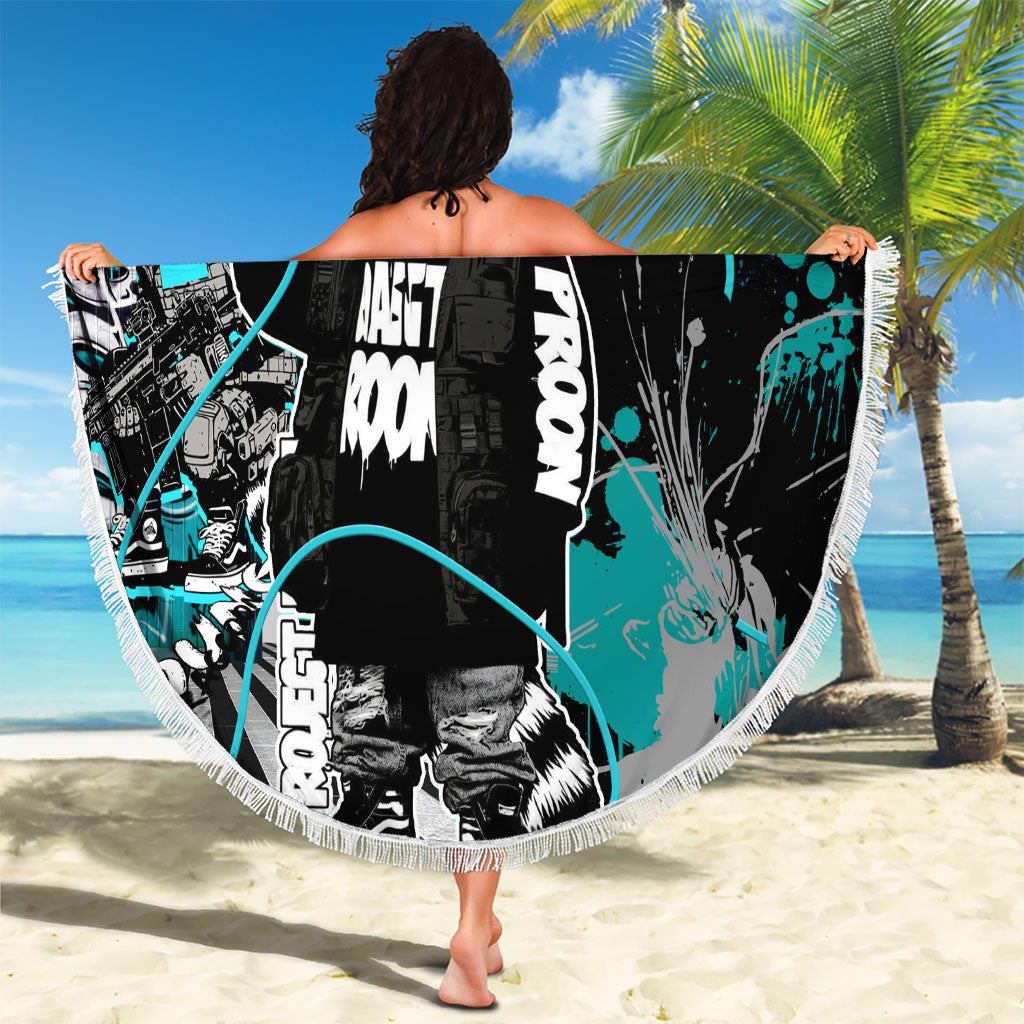Urban Rebel Raccoon Beach Blanket Grunge Graffiti Street Art Abstract Collage Pop Culture