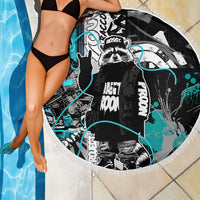 Urban Rebel Raccoon Beach Blanket Grunge Graffiti Street Art Abstract Collage Pop Culture