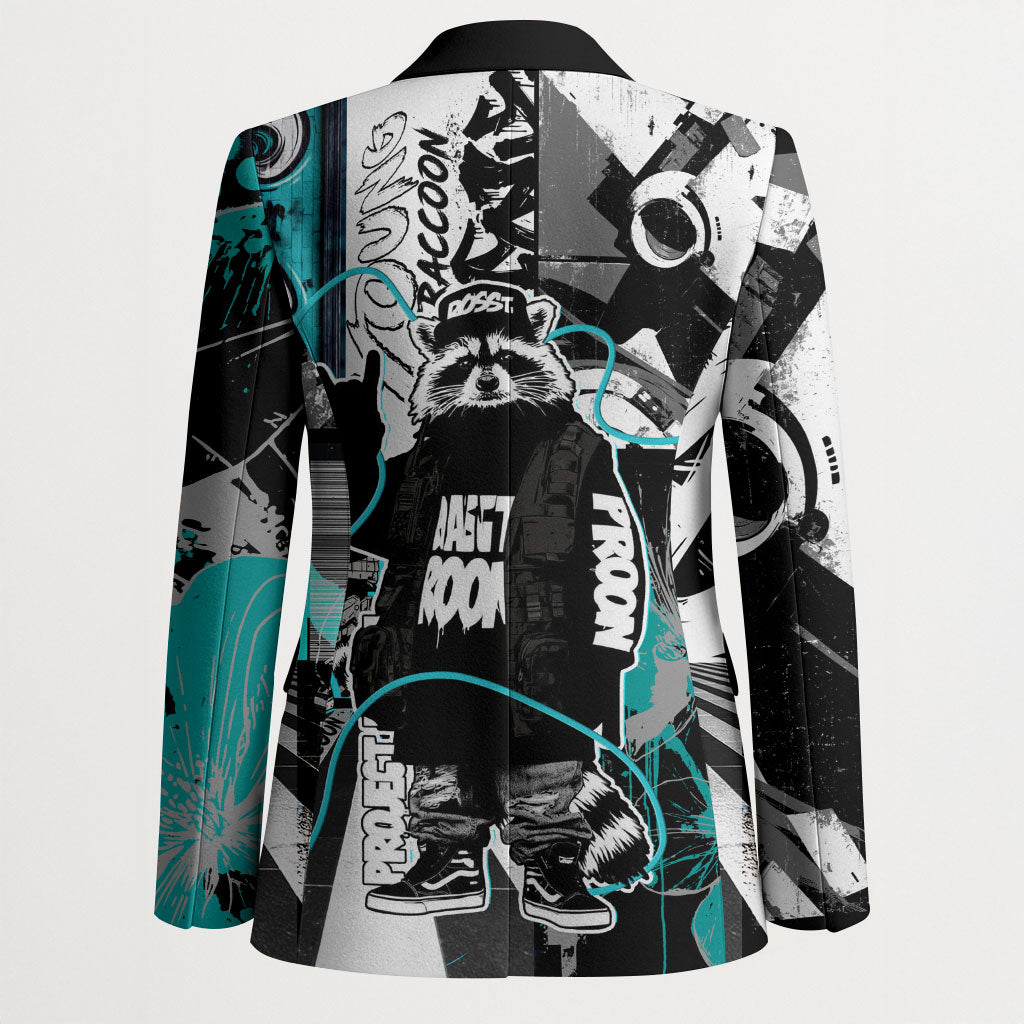 Urban Rebel Raccoon Blazer Grunge Graffiti Street Art Abstract Collage Pop Culture