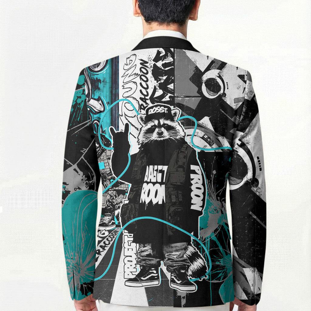 Urban Rebel Raccoon Blazer Grunge Graffiti Street Art Abstract Collage Pop Culture