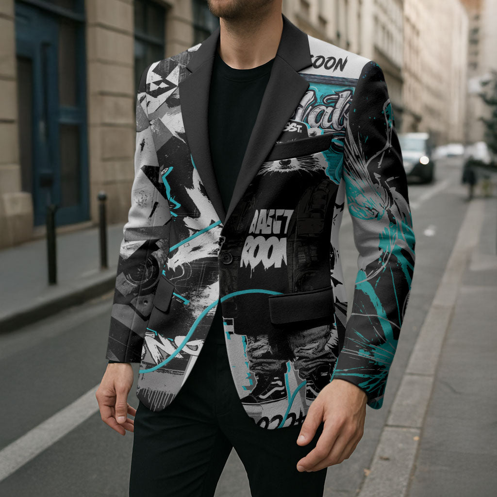 Urban Rebel Raccoon Blazer Grunge Graffiti Street Art Abstract Collage Pop Culture