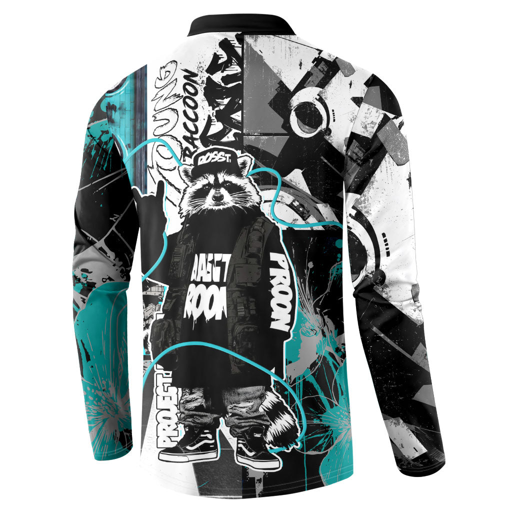 Urban Rebel Raccoon Button Sweatshirt Grunge Graffiti Street Art Abstract Collage Pop Culture