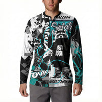 Urban Rebel Raccoon Button Sweatshirt Grunge Graffiti Street Art Abstract Collage Pop Culture