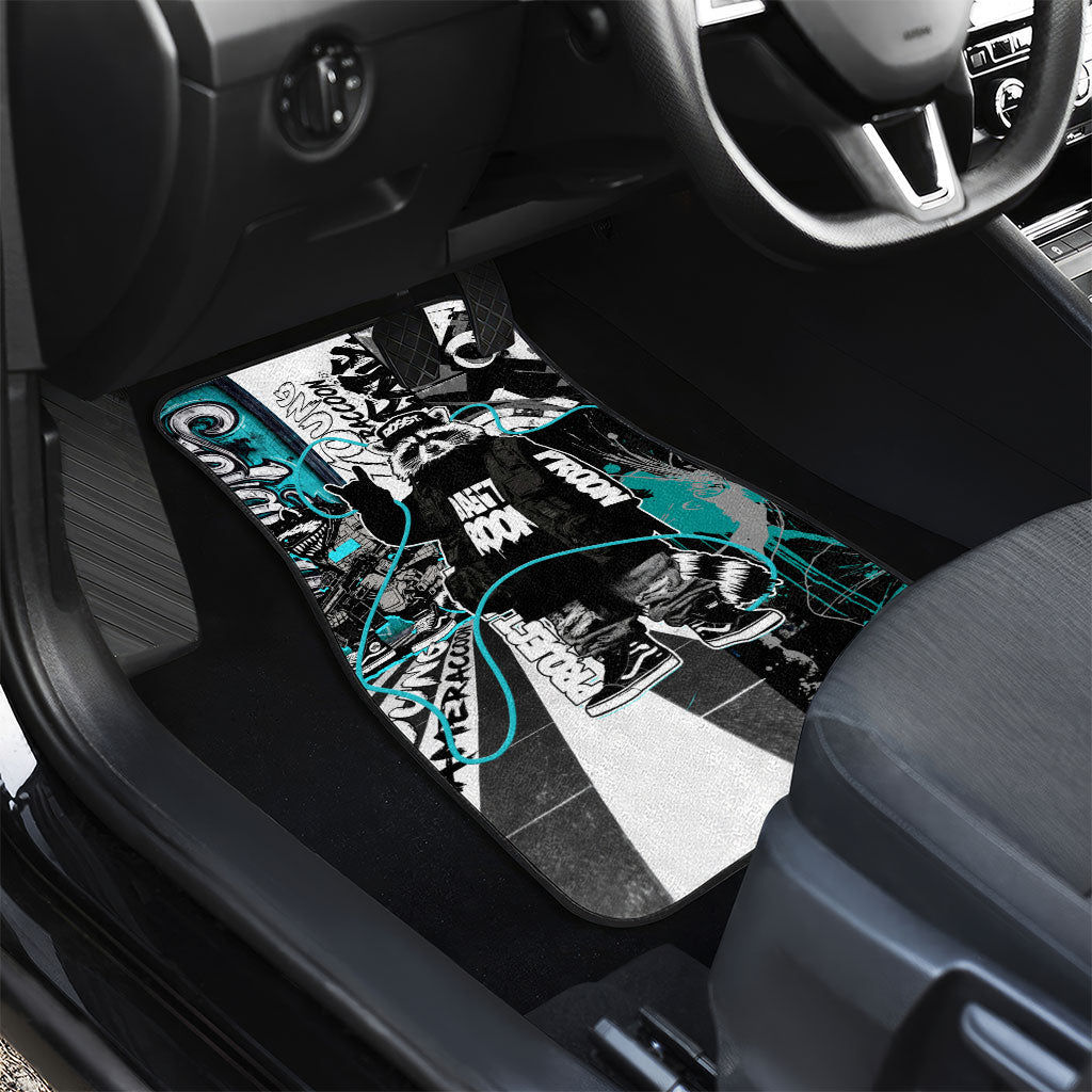 Urban Rebel Raccoon Car Mats Grunge Graffiti Street Art Abstract Collage Pop Culture