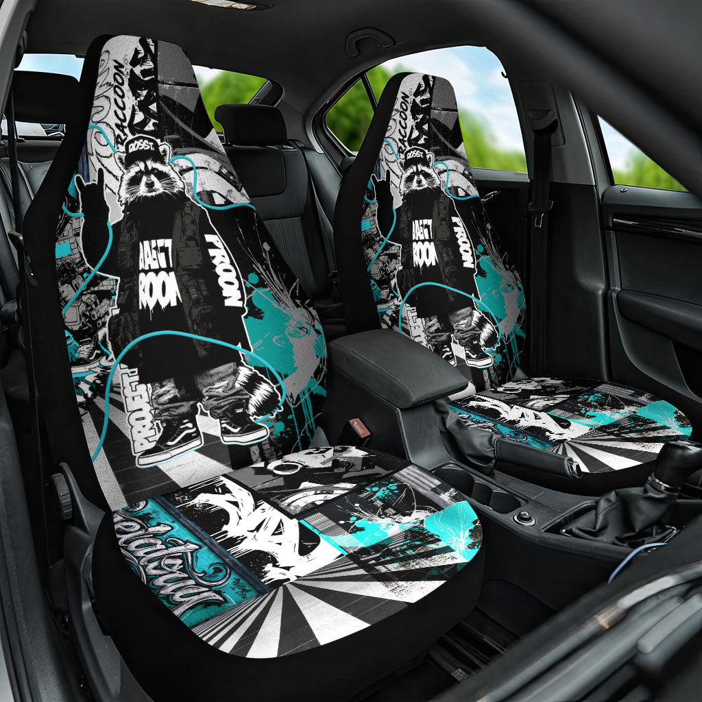 Urban Rebel Raccoon Car Seat Cover Grunge Graffiti Street Art Abstract Collage Pop Culture