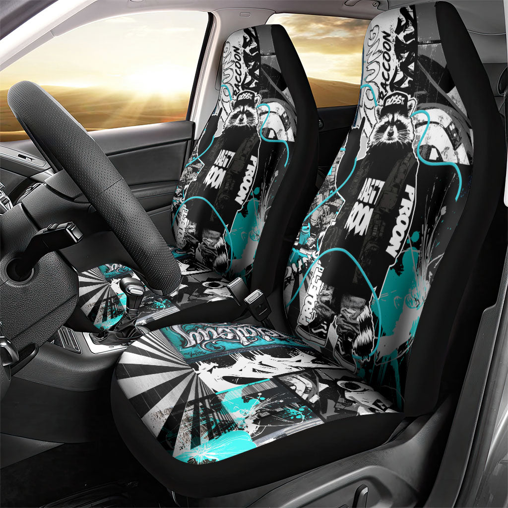 Urban Rebel Raccoon Car Seat Cover Grunge Graffiti Street Art Abstract Collage Pop Culture