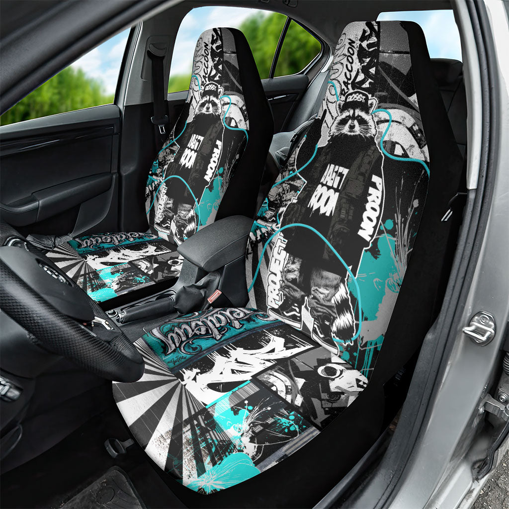 Urban Rebel Raccoon Car Seat Cover Grunge Graffiti Street Art Abstract Collage Pop Culture