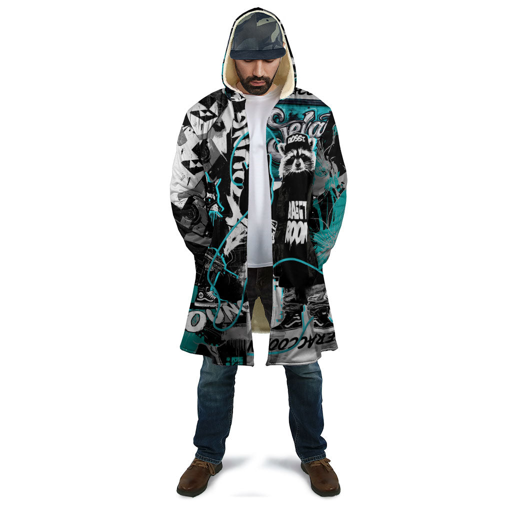Urban Rebel Raccoon Cloak Grunge Graffiti Street Art Abstract Collage Pop Culture