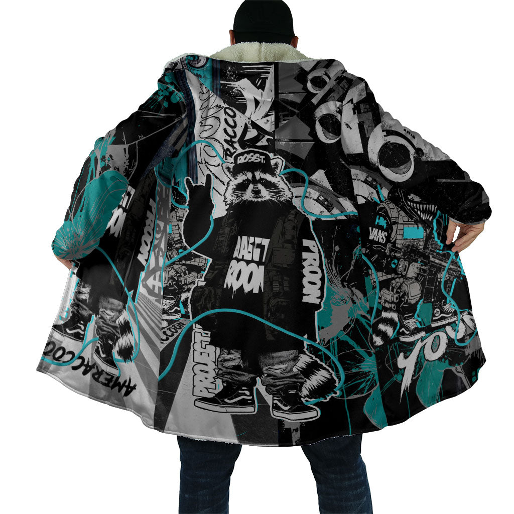 Urban Rebel Raccoon Cloak Grunge Graffiti Street Art Abstract Collage Pop Culture
