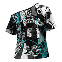 Urban Rebel Raccoon Cross Shoulder Shirt Grunge Graffiti Street Art Abstract Collage Pop Culture