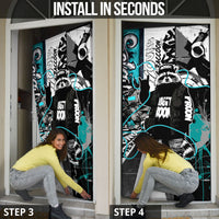 Urban Rebel Raccoon Door Cover Grunge Graffiti Street Art Abstract Collage Pop Culture